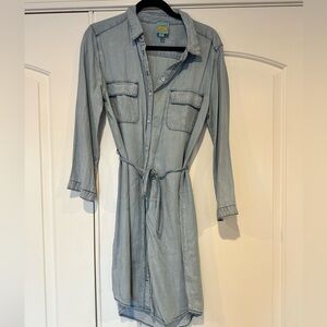 C&C California Light Blue Denim Long Sleeve Dress